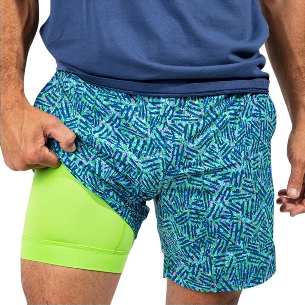 NWT Chubbies 2XL 7” inseam Athlounger The time continuoms green blue shorts